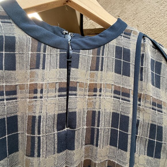 NWT Clane Checked Piping Long Sleeve Maxi Dress - Picture 12 of 16